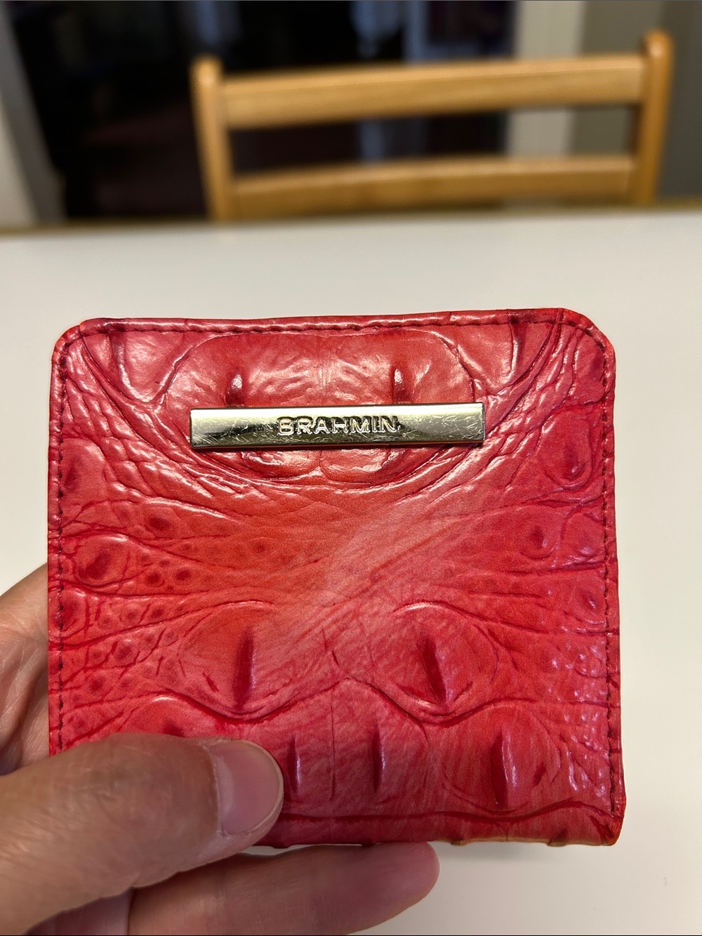 Brahmin Red Croc-Embossed Leather Wallet - Picture 3 of 11